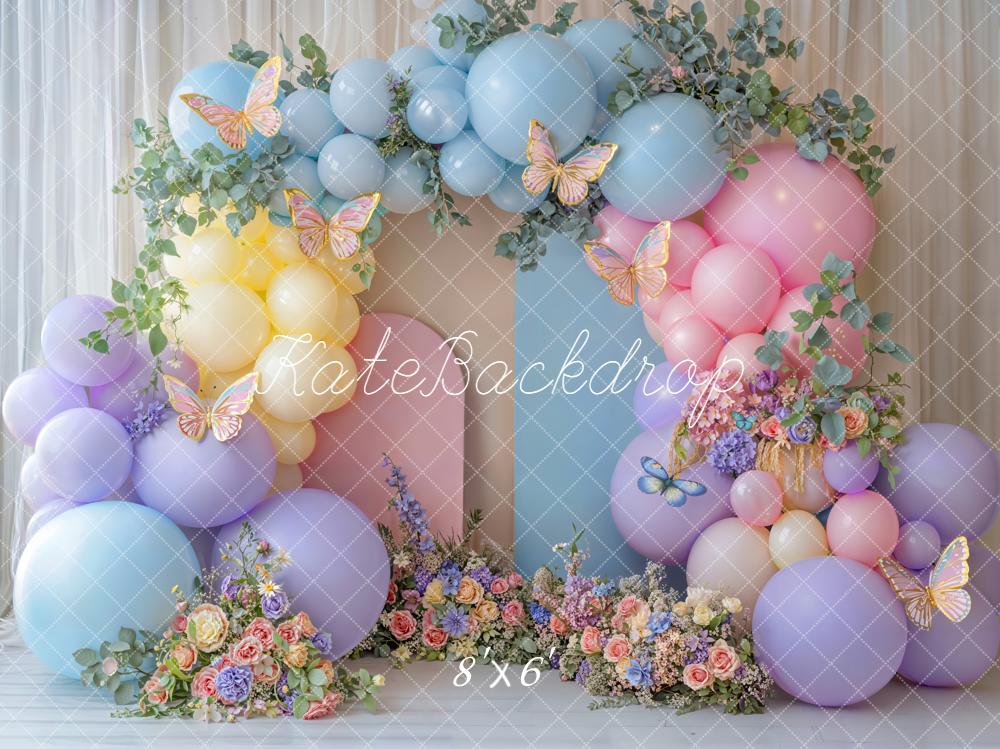 Kate Cake Smash Balloon Arch Butterfly Florals Backdrop Designed by Emetselch - Image 6