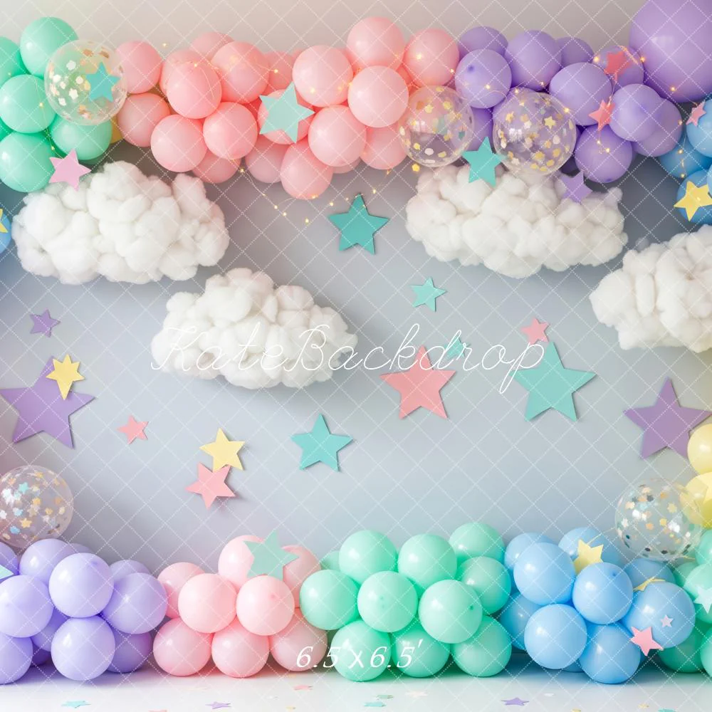 Kate Cake Smash Balloons Clouds Stars Backdrop Designed by Patty Robert - Image 2