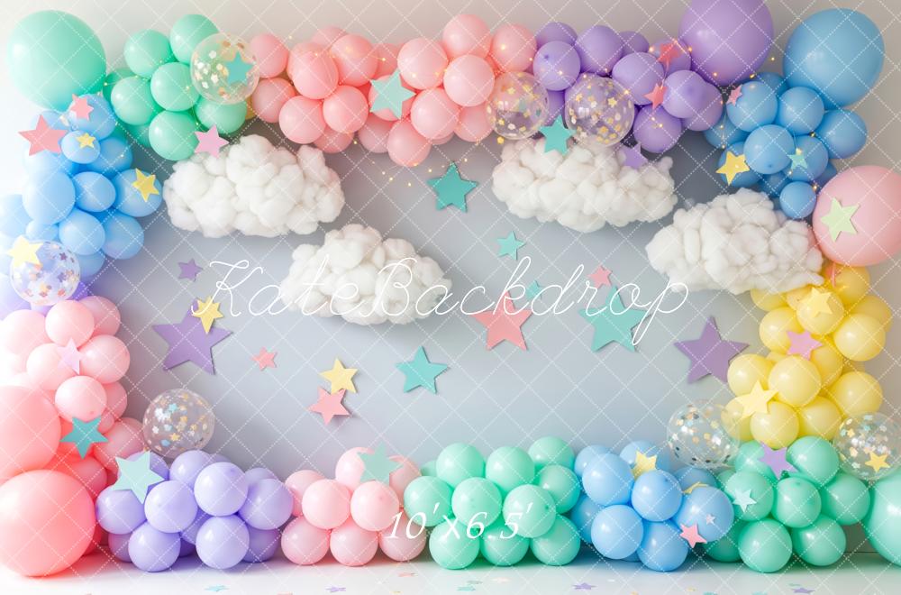 Kate Cake Smash Balloons Clouds Stars Backdrop Designed by Patty Robert - Image 4