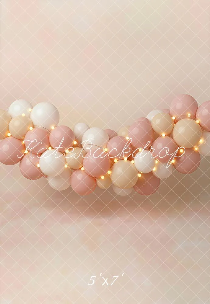 Kate Pastel Balloons Garland Lights Backdrop Designed by Emetselch