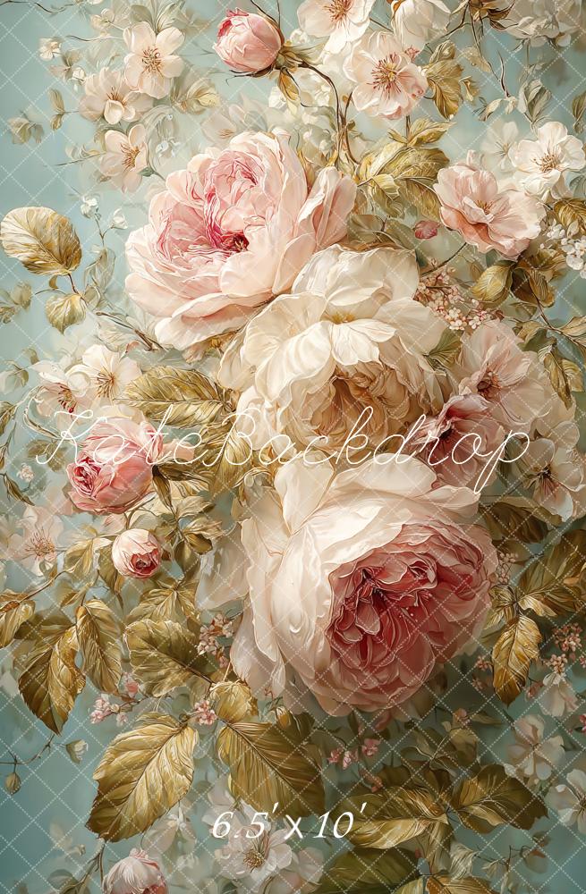Kate Pastel Flower Roses Leaves Backdrop Designed by Emetselch - Image 3
