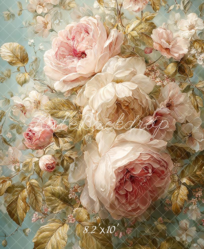 Kate Pastel Flower Roses Leaves Backdrop Designed by Emetselch - Image 4