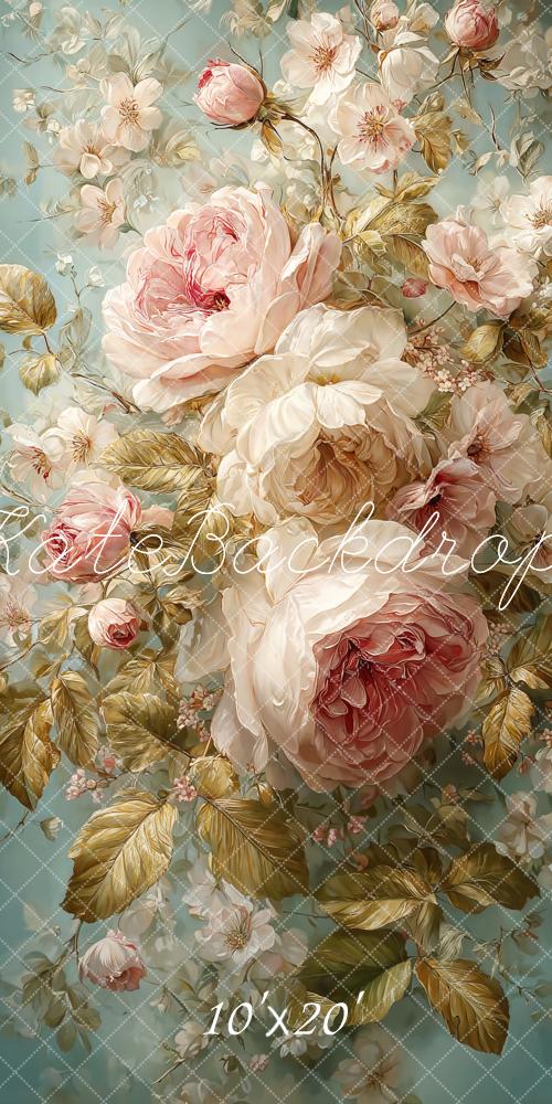 Kate Pastel Flower Roses Leaves Backdrop Designed by Emetselch - Image 5