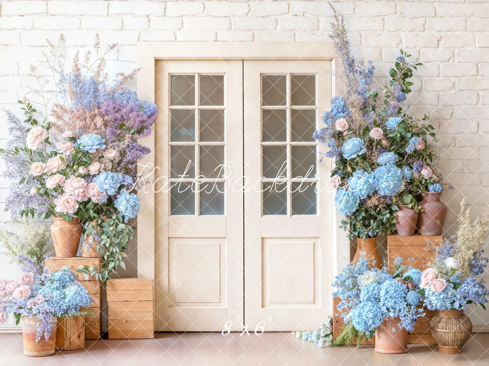 Kate Pastel Floral Rustic Door Wooden Crates Backdrop Designed by Emetselch - Image 3