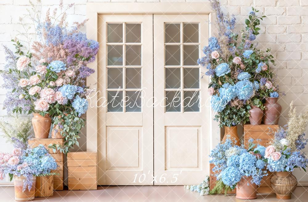 Kate Pastel Floral Rustic Door Wooden Crates Backdrop Designed by Emetselch - Image 4