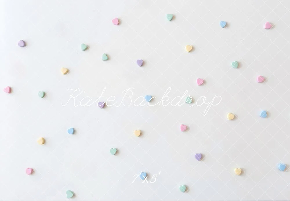 Kate Pastel Hearts Diamond Grid White Backdrop Designed by Mini MakeBelieve