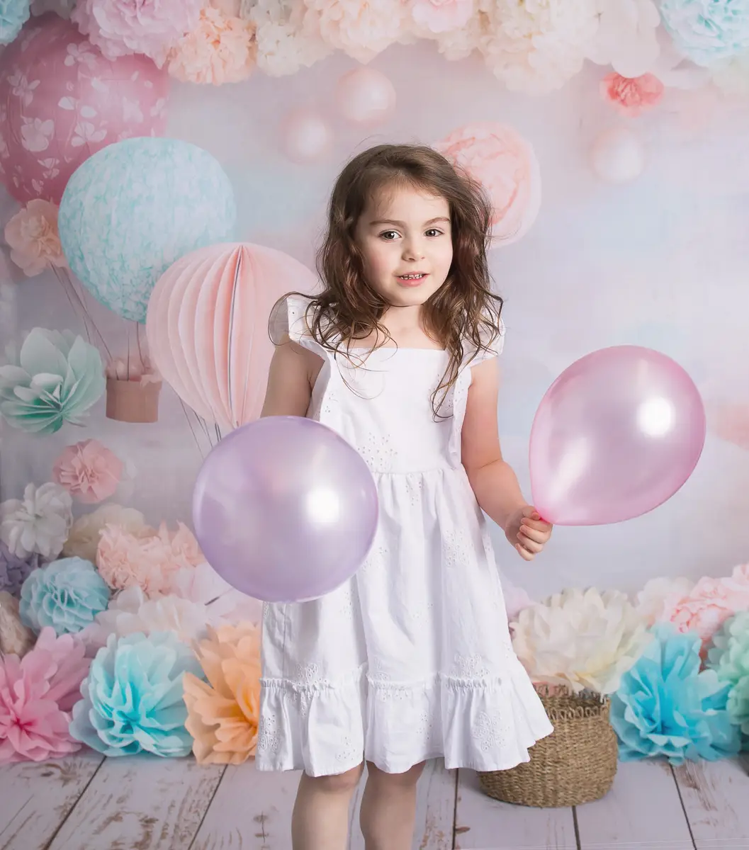 Kate Pastel Hot Air Balloons Floral Backdrop Designed by Patty Robert - Image 3