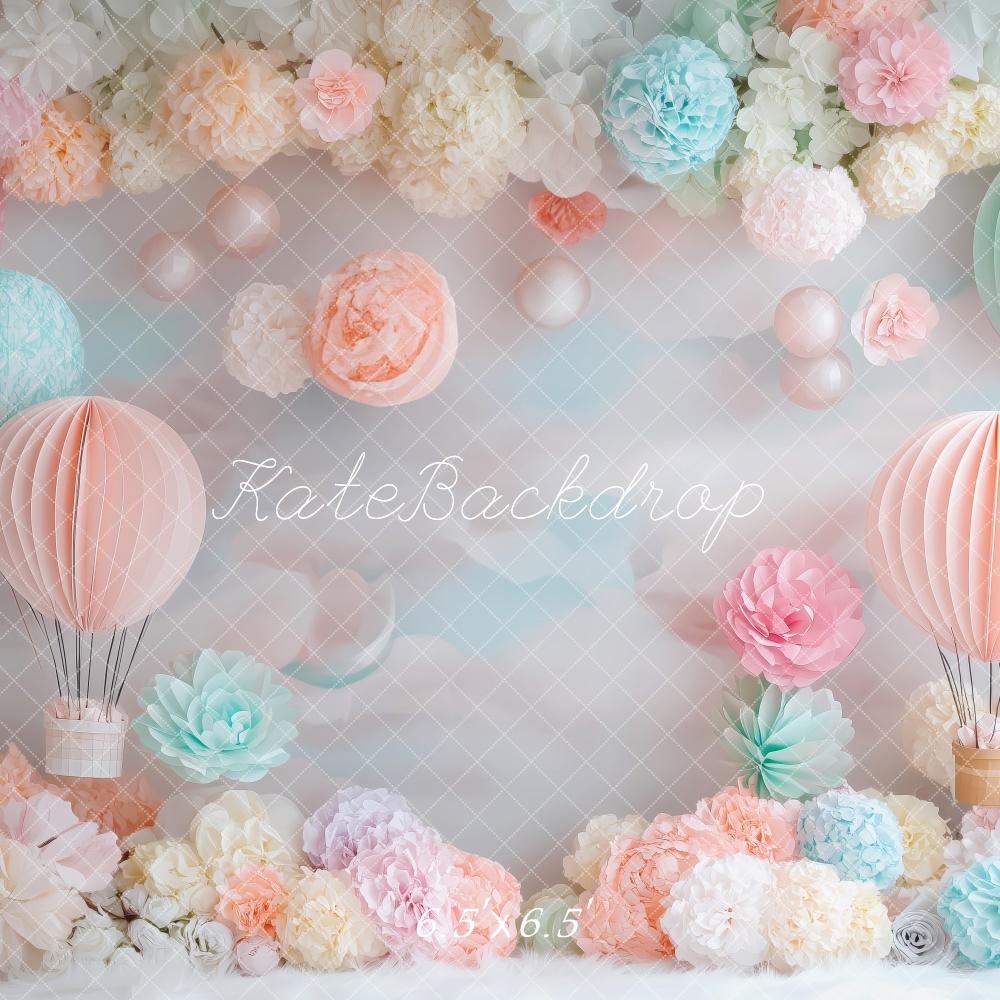 Kate Pastel Hot Air Balloons Floral Backdrop Designed by Patty Robert - Image 4