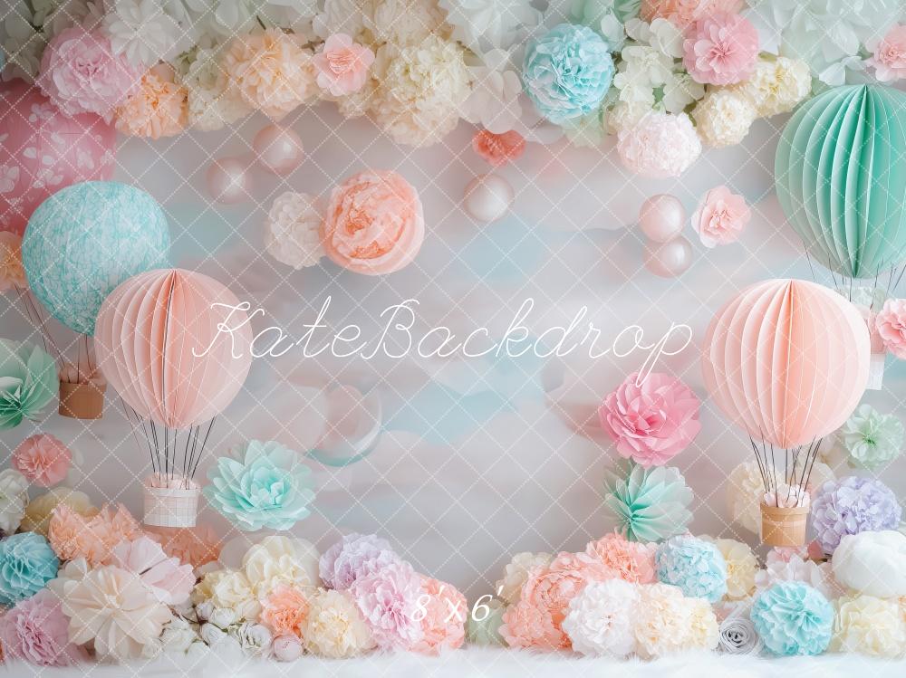 Kate Pastel Hot Air Balloons Floral Backdrop Designed by Patty Robert - Image 5