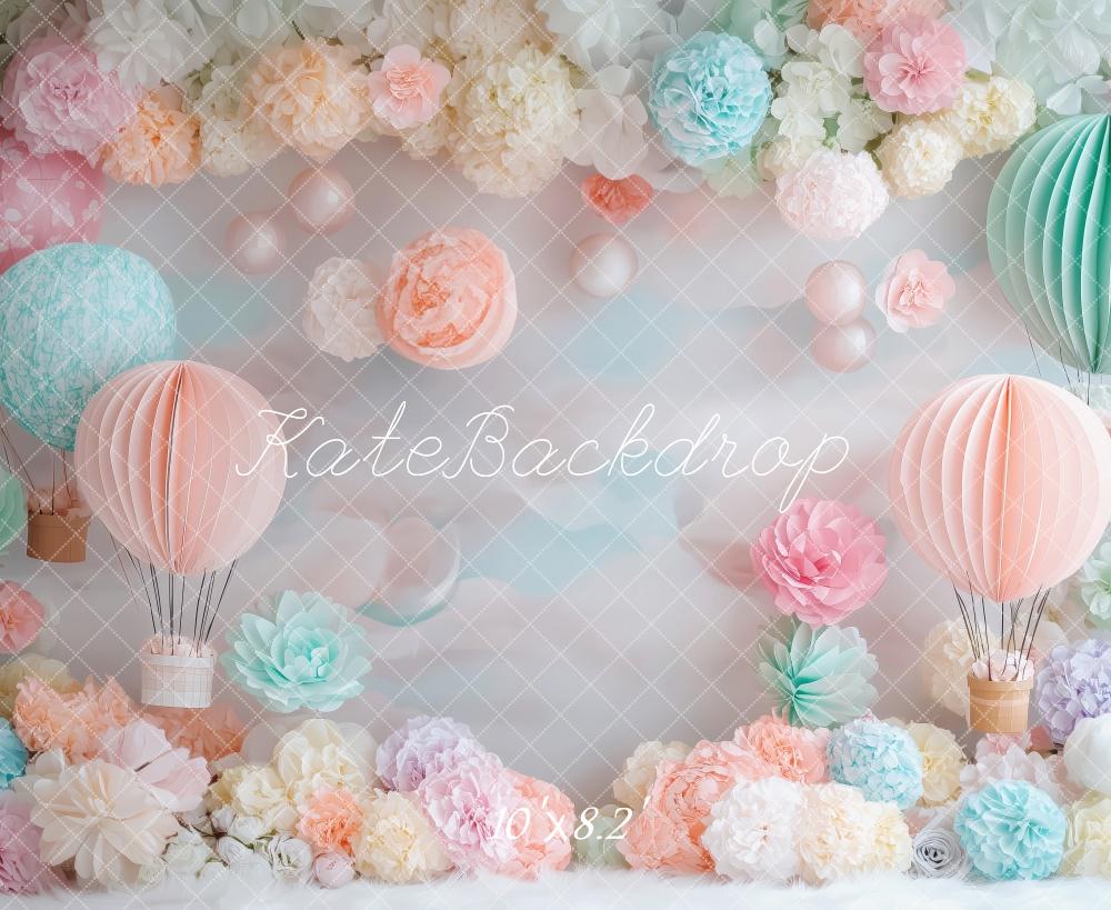 Kate Pastel Hot Air Balloons Floral Backdrop Designed by Patty Robert - Image 6