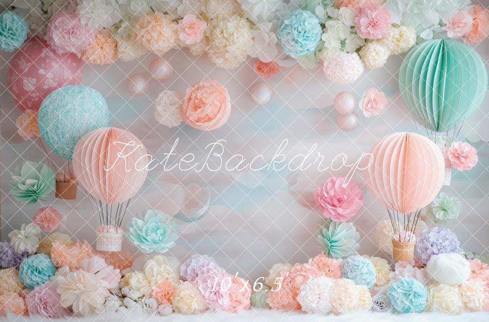 Kate Pastel Hot Air Balloons Floral Backdrop Designed by Patty Robert - Image 7