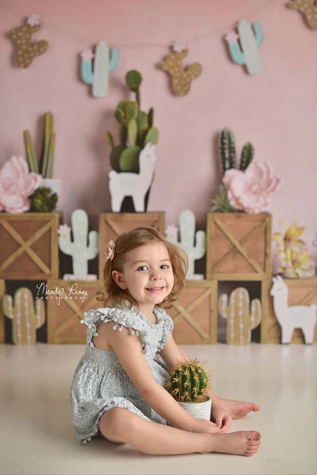 Kate Pastel Llamas with Cactus Pink Summer Backdrop Designed By Mandy Ringe Photography - Image 4