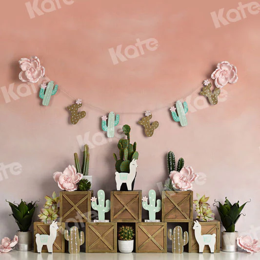 Kate Pastel Llamas with Cactus Pink Summer Backdrop Designed By Mandy Ringe Photography - Image 5