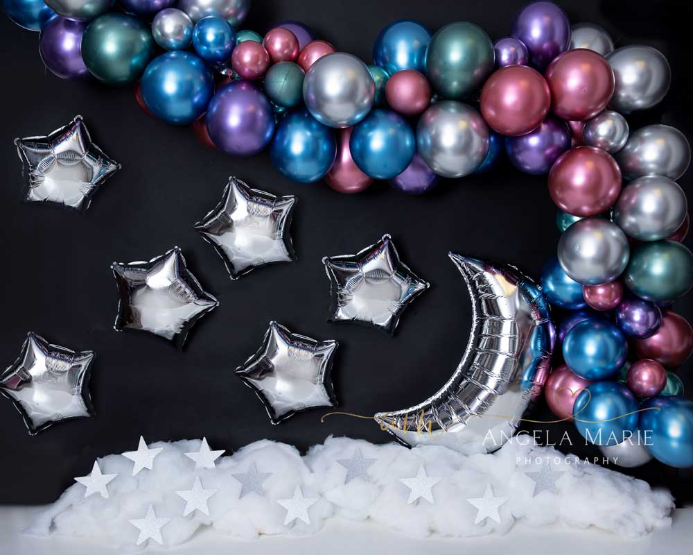 Kate Pastel Moon Cake Smash Balloons Backdrop Designed By Angela Marie Photography - Image 3