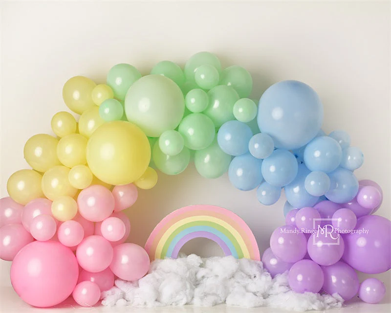Kate Pastel Rainbow Balloon Arch Backdrop Designed by Mandy Ringe Photography - Image 3