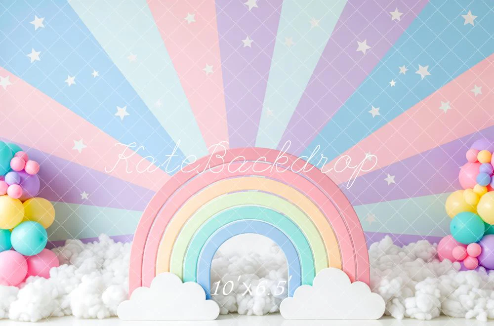 Kate Pastel Rainbow Clouds Balloons Stars Backdrop Designed by Patty Robert - Image 4