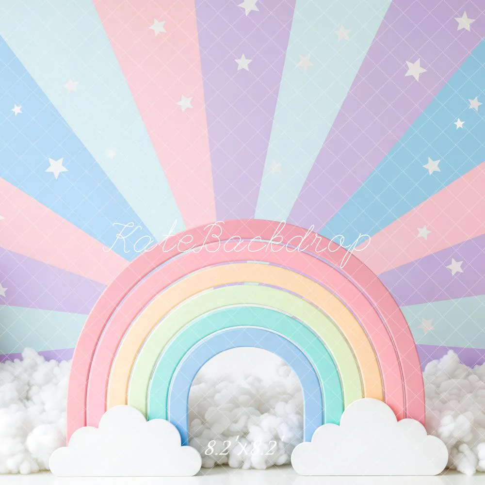 Kate Pastel Rainbow Clouds Balloons Stars Backdrop Designed by Patty Robert - Image 5