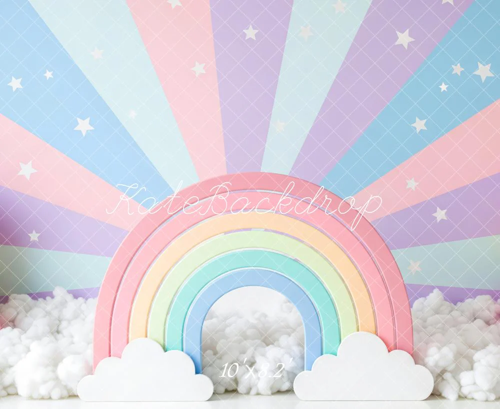 Kate Pastel Rainbow Clouds Balloons Stars Backdrop Designed by Patty Robert - Image 6
