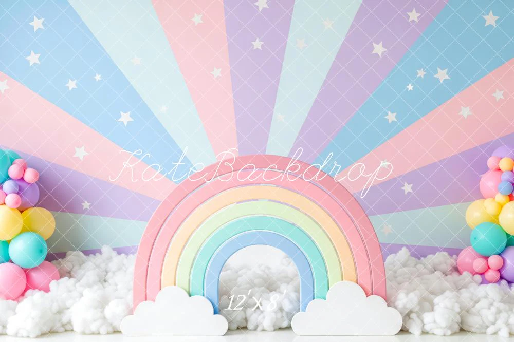 Kate Pastel Rainbow Clouds Balloons Stars Backdrop Designed by Patty Robert - Image 8
