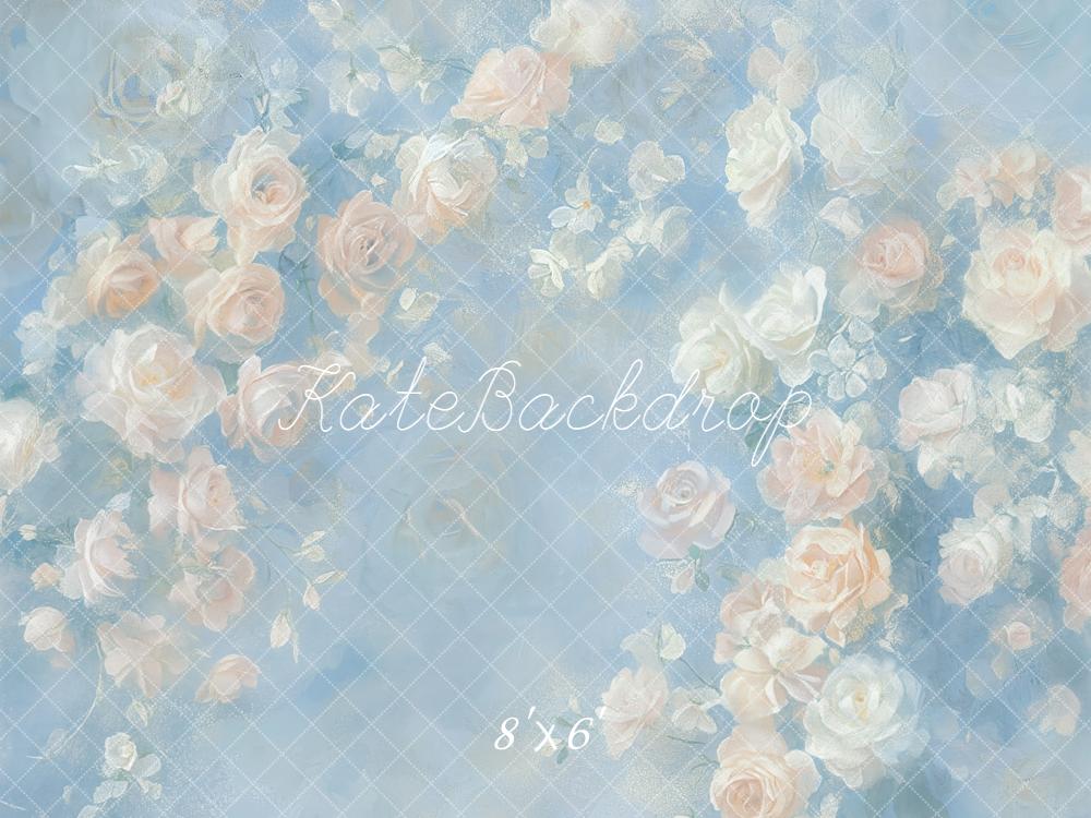 Kate Fine Art Pastel Roses Blue Abstract Backdrop Designed by GQ - Image 3