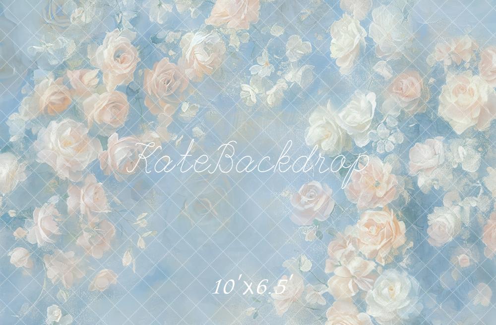 Kate Fine Art Pastel Roses Blue Abstract Backdrop Designed by GQ - Image 4