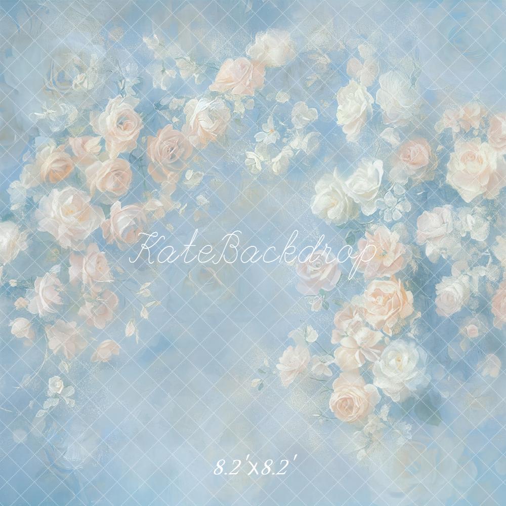 Kate Fine Art Pastel Roses Blue Abstract Backdrop Designed by GQ - Image 5