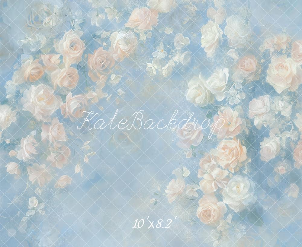 Kate Fine Art Pastel Roses Blue Abstract Backdrop Designed by GQ - Image 6