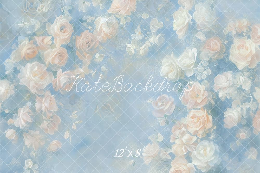 Kate Fine Art Pastel Roses Blue Abstract Backdrop Designed by GQ - Image 8