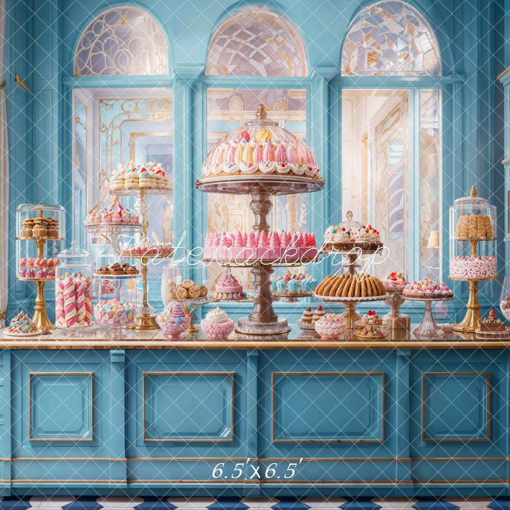 Kate Pastry Shop Dessert Blue Backdrop Designed by Emetselch - Image 2