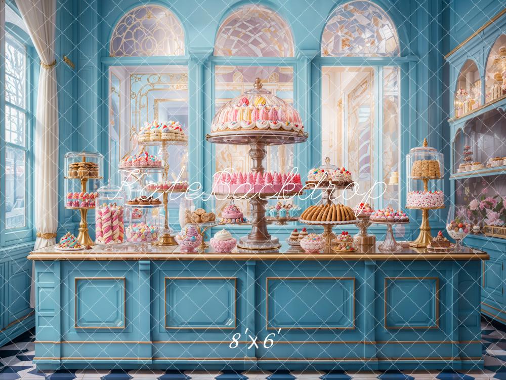 Kate Pastry Shop Dessert Blue Backdrop Designed by Emetselch - Image 3
