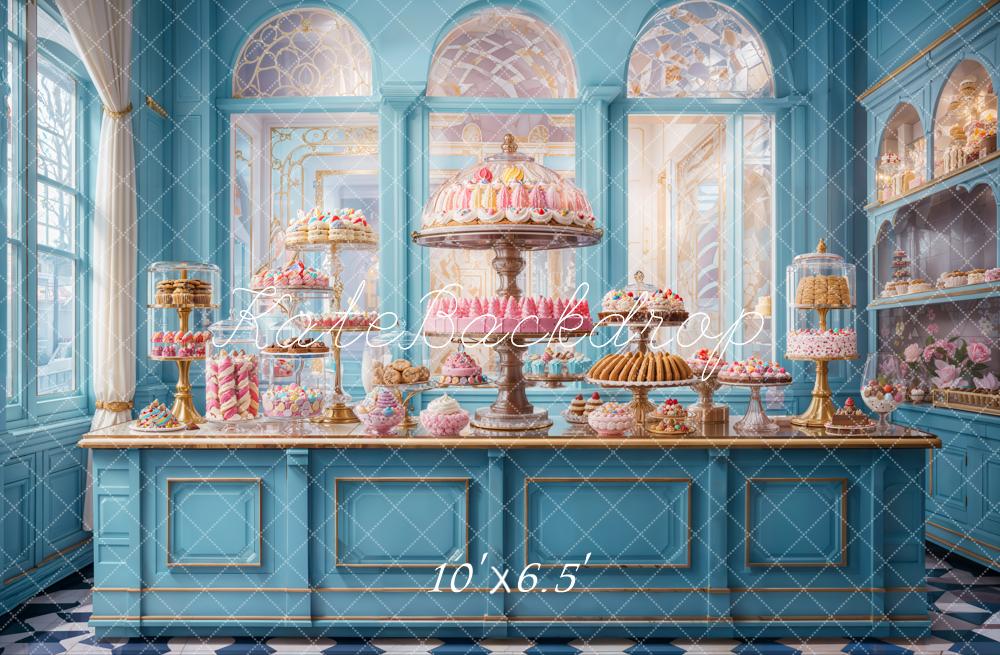 Kate Pastry Shop Dessert Blue Backdrop Designed by Emetselch - Image 4