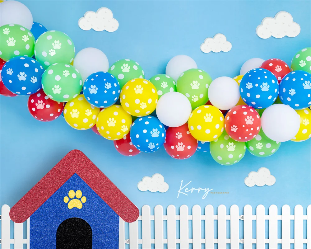 Kate Paw Theme Balloons Backdrop for Photography Designed by Kerry Anderson - Image 3