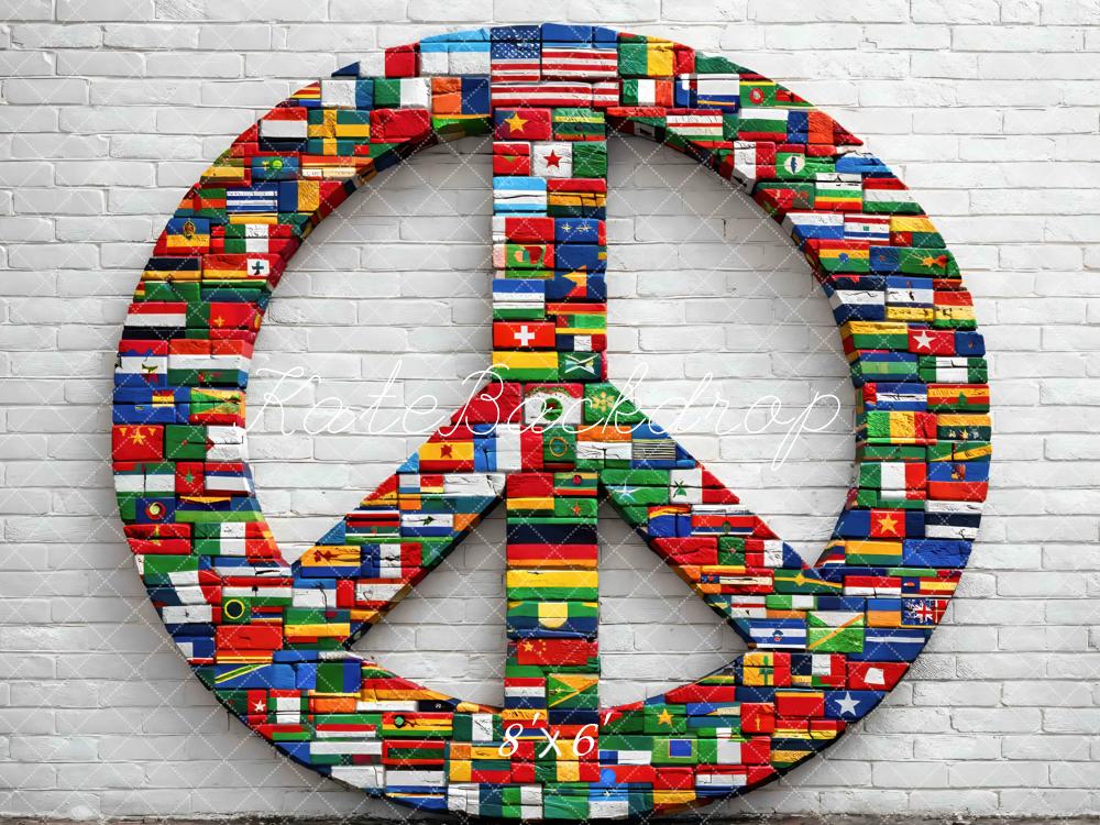 Kate Peace Sign Flags White Brick Backdrop Designed by Mini MakeBelieve - Image 3