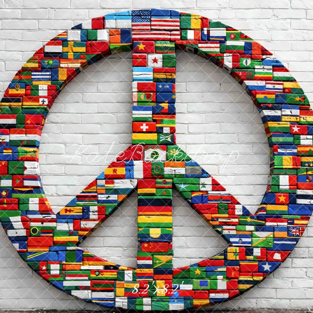 Kate Peace Sign Flags White Brick Backdrop Designed by Mini MakeBelieve - Image 5
