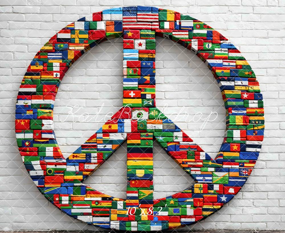 Kate Peace Sign Flags White Brick Backdrop Designed by Mini MakeBelieve - Image 6