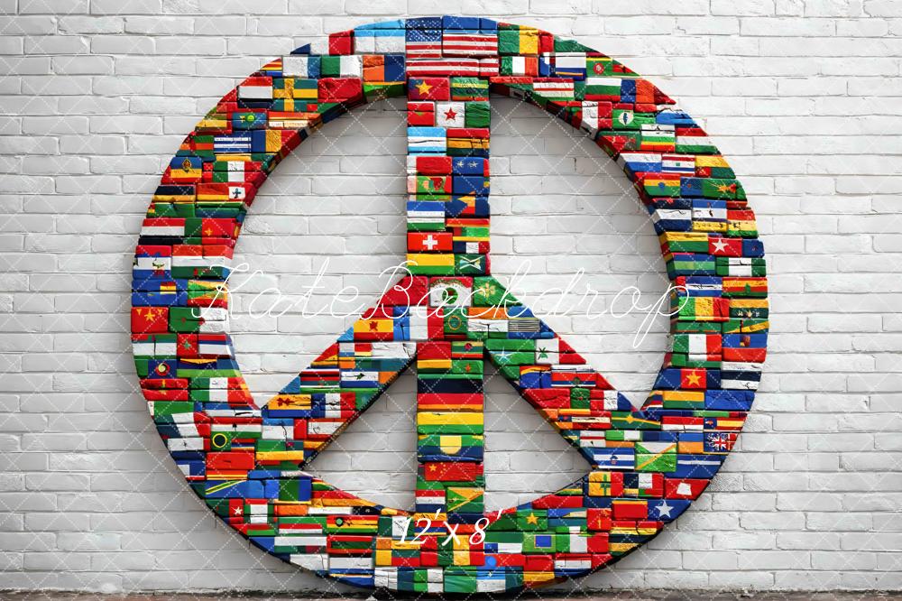 Kate Peace Sign Flags White Brick Backdrop Designed by Mini MakeBelieve - Image 8