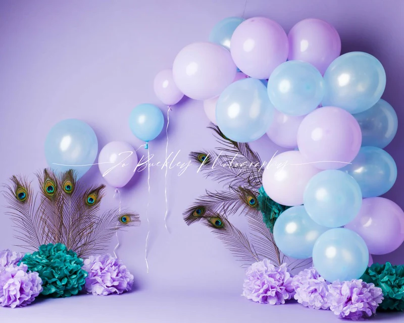 Kate Peacock Purple Balloons Backdrop Designed by Jo Buckley Photograph - Image 3