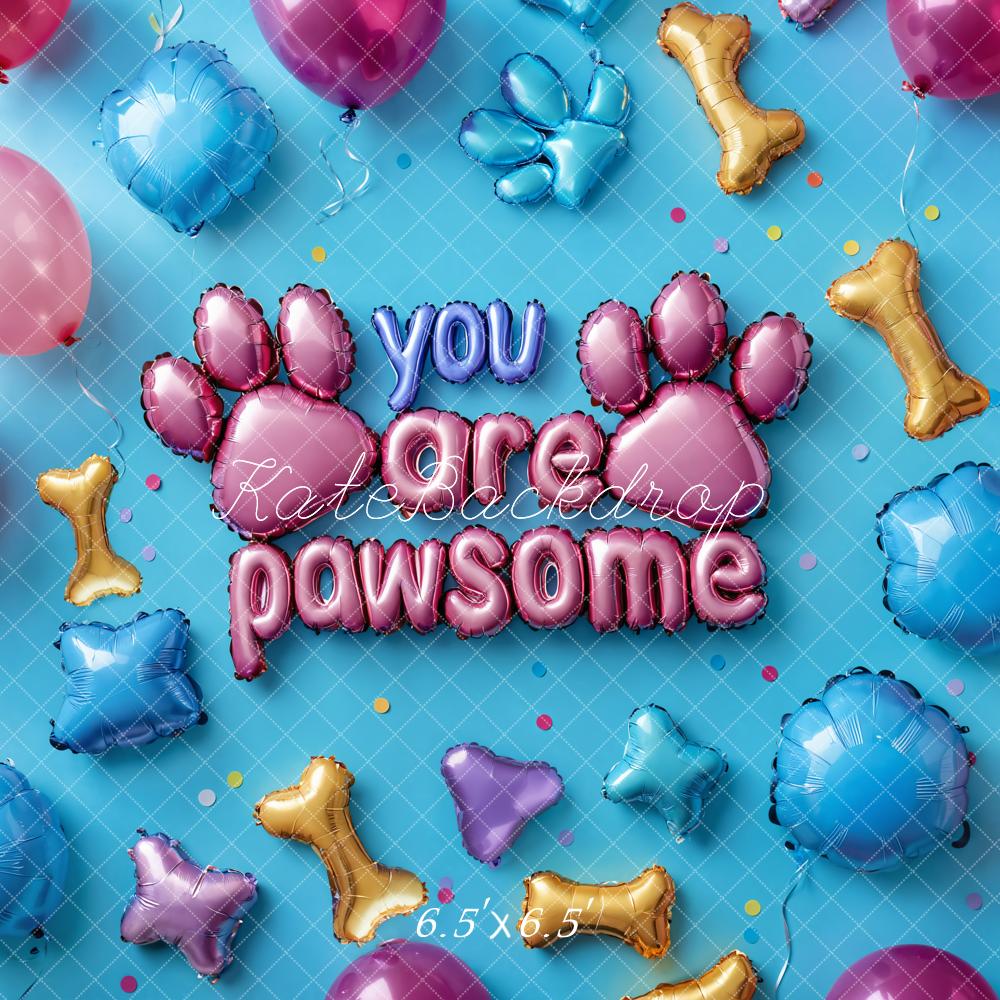 Kate Pet Pawsome Balloon Paw Blue Backdrop Designed by Emetselch - Image 2