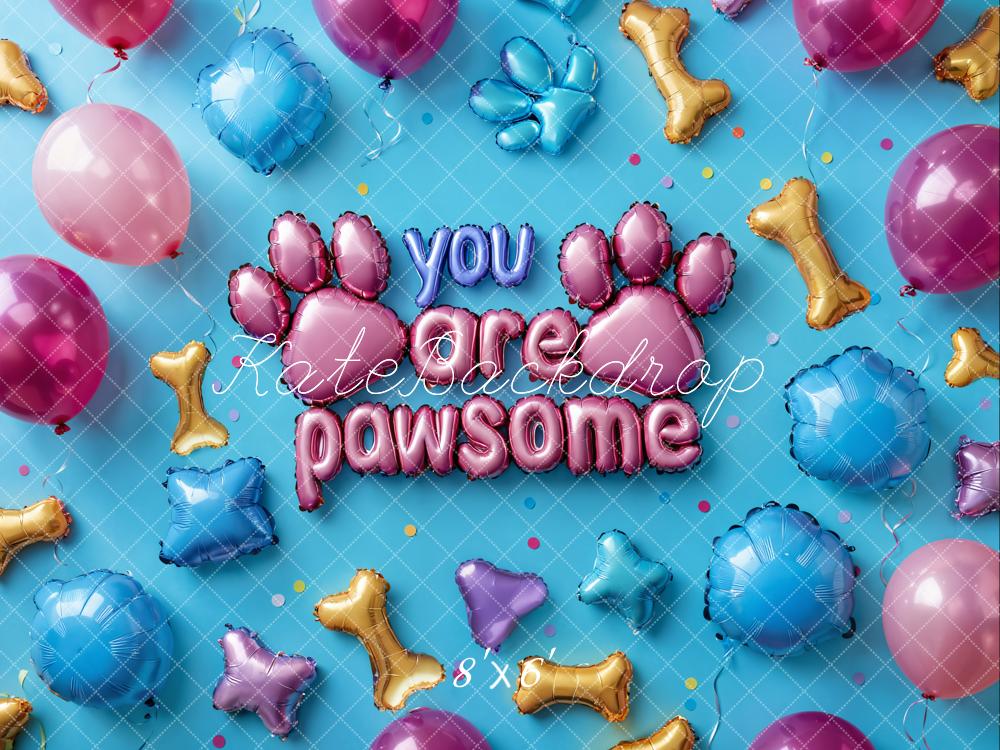 Kate Pet Pawsome Balloon Paw Blue Backdrop Designed by Emetselch - Image 3