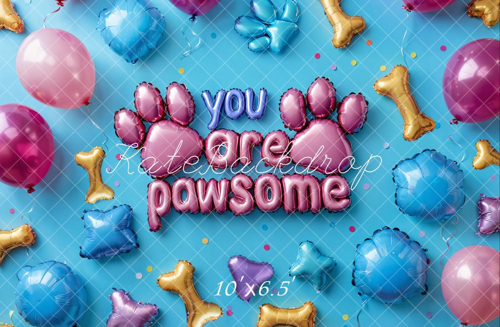 Kate Pet Pawsome Balloon Paw Blue Backdrop Designed by Emetselch - Image 4