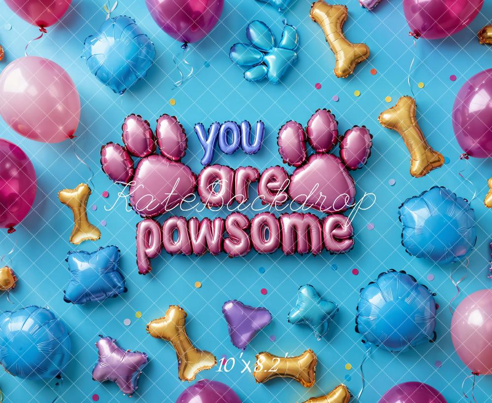 Kate Pet Pawsome Balloon Paw Blue Backdrop Designed by Emetselch - Image 5
