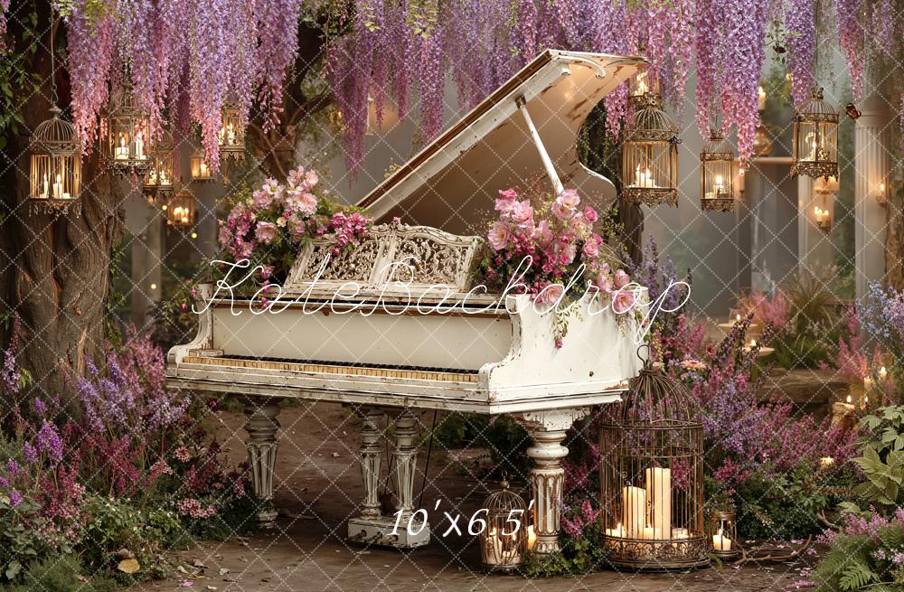 Kate Piano Wisteria Lanterns Fleece Backdrop Designed by Emetselch - Image 2