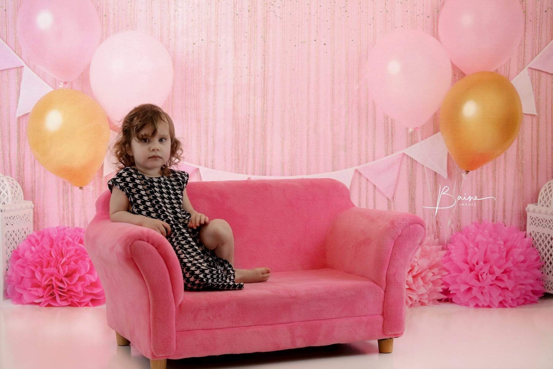 Kate Pink and Gold Birthday Glitter Backdrop for Photography - Image 3