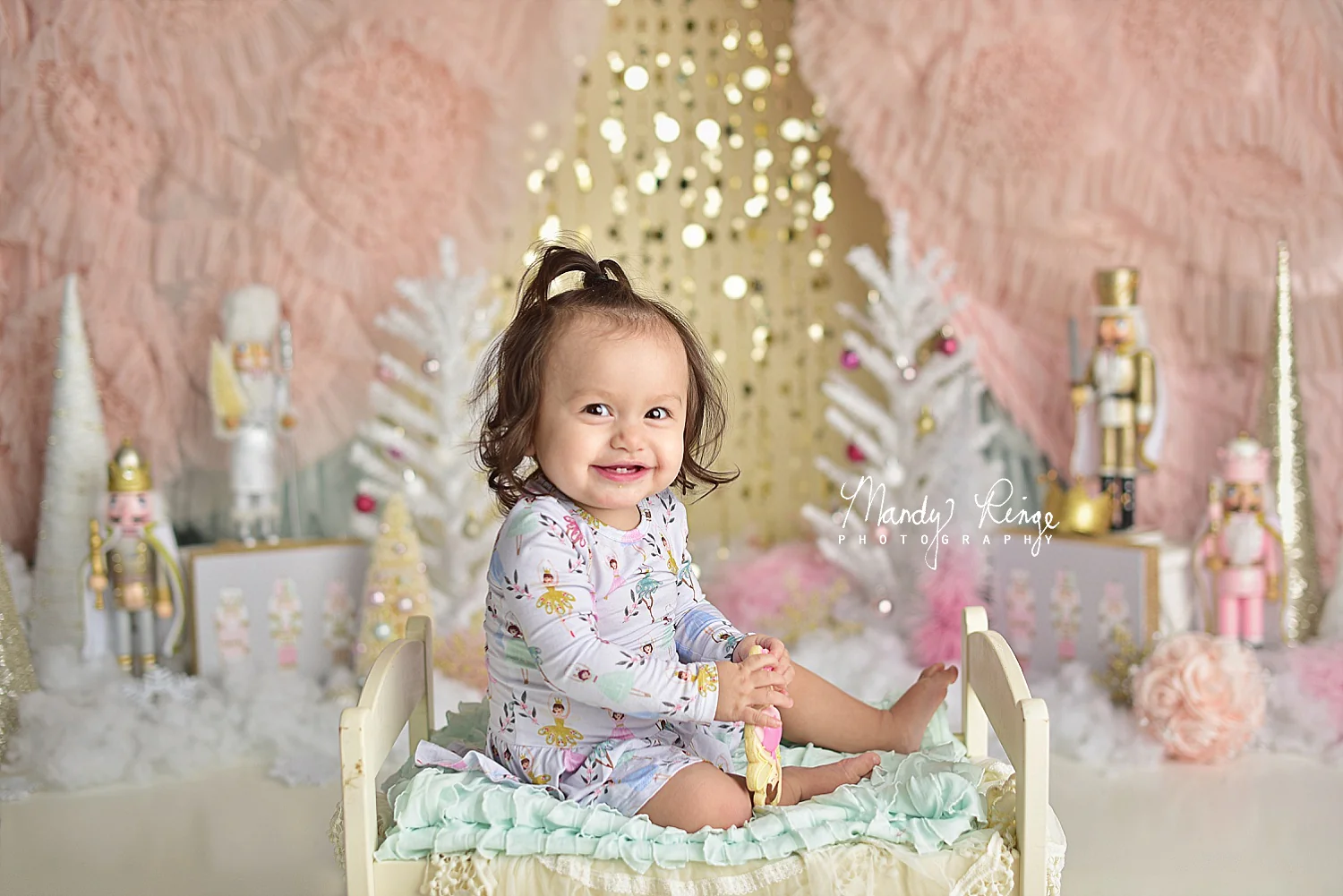 Kate Pink Gold Nutcrackers Christmas Backdrop Designed By Mandy Ringe Photography - Image 4