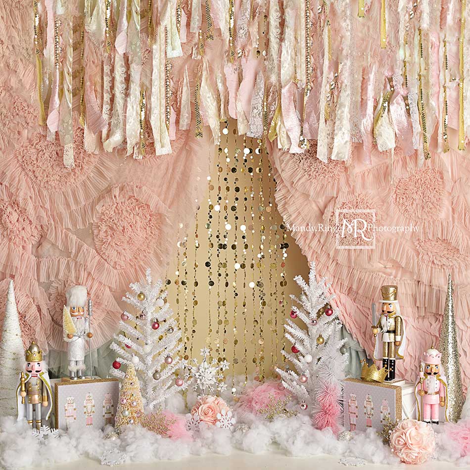 Kate Pink Gold Nutcrackers Christmas Backdrop Designed By Mandy Ringe Photography - Image 5