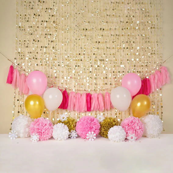 Kate Pink and Gold Winter Birthday Backdrop for Photography Designed by Mandy Ringe Photography - Image 3