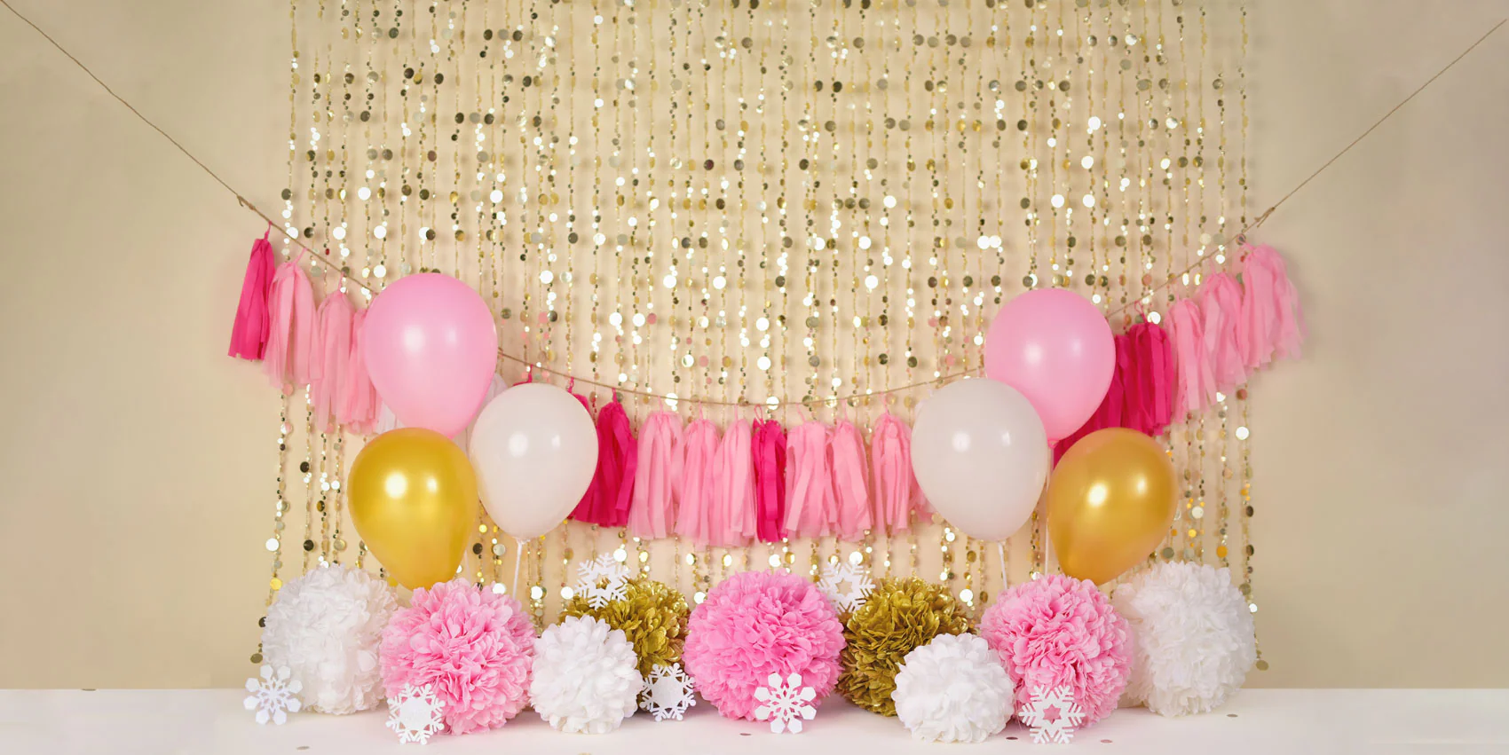 Kate Pink and Gold Winter Birthday Backdrop for Photography Designed by Mandy Ringe Photography - Image 4