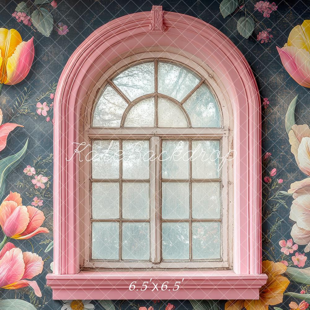 Kate Pink Arch Window Tulip Backdrop Designed by Mini MakeBelieve - Image 2