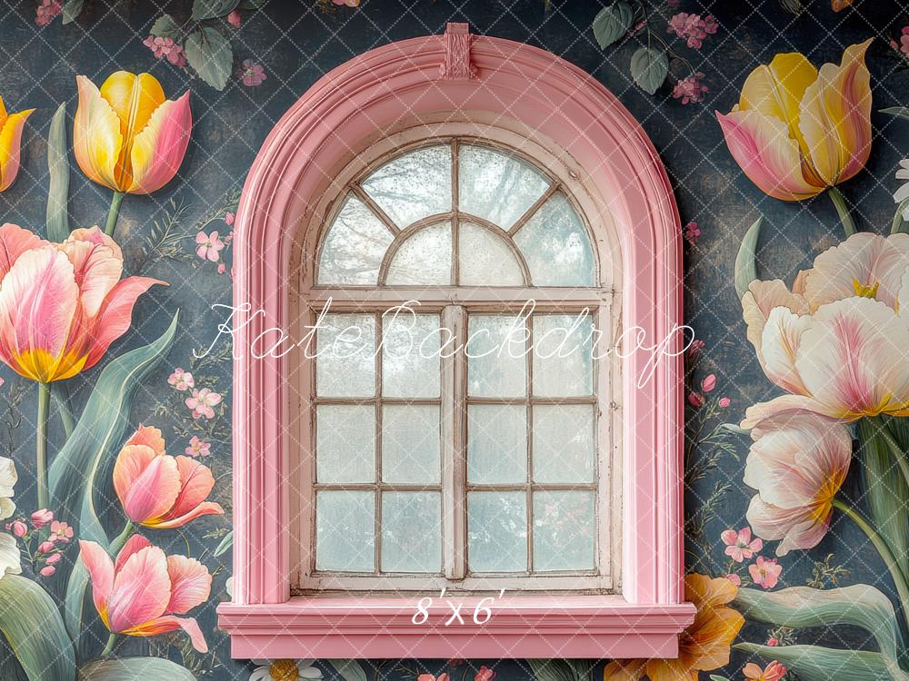 Kate Pink Arch Window Tulip Backdrop Designed by Mini MakeBelieve - Image 3