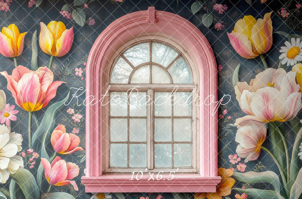 Kate Pink Arch Window Tulip Backdrop Designed by Mini MakeBelieve - Image 4
